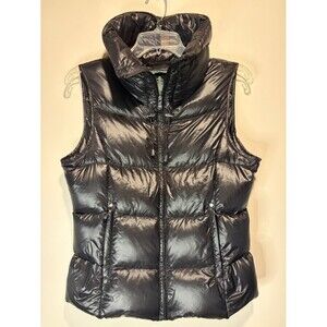 Lauren Ralph Lauren Down Feather Filled Black Quilted Zip Pockets Vest Collar XS